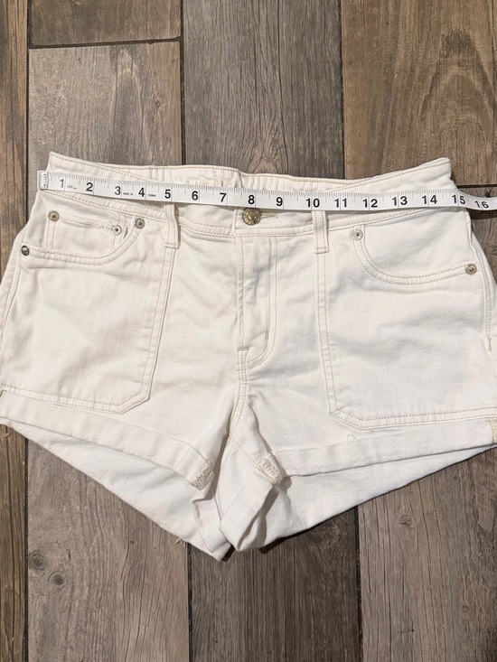 American Eagle Outfitters Pants - AE White Women's Denim Shorts with Tan Stitching